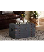 Veles Gray Fabric Upholstered Storage Trunk Ottoman  - $3,074.05 MXN