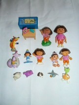 Set Lot Dora The Explorer Plastic Pvc Doll Figures Toys Furniture For House - £27.24 GBP