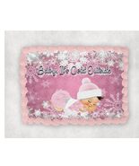 10" by 8" Baby It's Cold Outside Pink Snow Baby Shower Themed Edible Ima... - $17.47