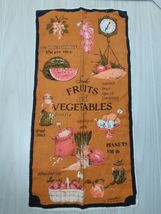 Linen tea towel Fruits and Vegetables vintage Luther Travis berries melo... - $19.79