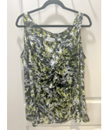 AVENUE Blouse/Top Women&#39;s 18/20 Black Multi Print Sleeveless Ruffle Roun... - $10.51 CAD