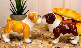 Fawn Chocolate Bulldogs Salt And Pepper Shakers Ceramic Magnetic Figurine Set - £13.31 GBP