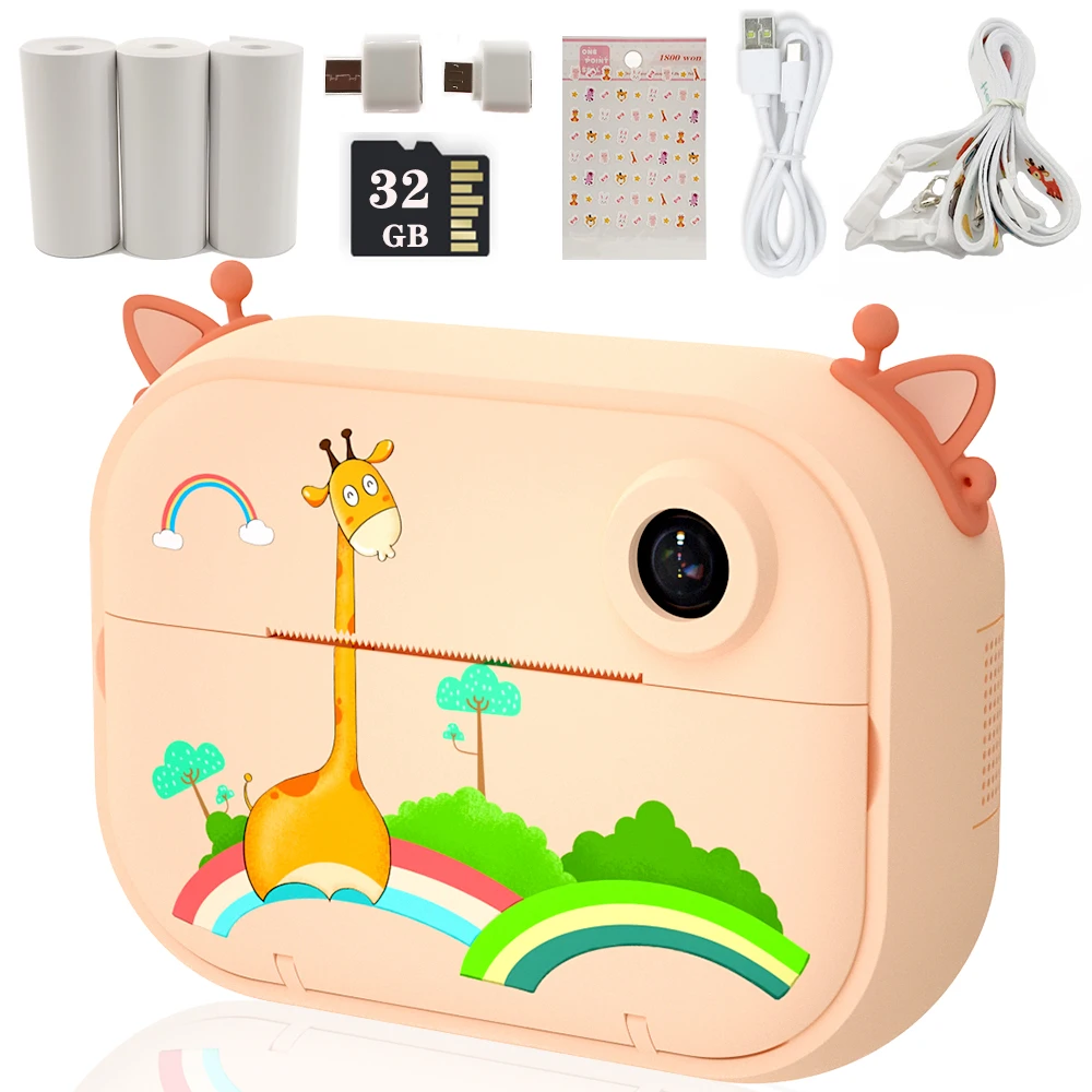 Children&#39;s Instant Print Camera With 32GB SD Card, Kids Toy Digital Photo Pink - £80.41 GBP+