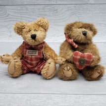 Boyds Bears Samuel Small 6” Brown Bear With Red Plaid Overalls and bear ... - £17.27 GBP