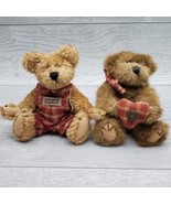 Boyds Bears Samuel Small 6” Brown Bear With Red Plaid Overalls and bear ... - $29.61 CAD