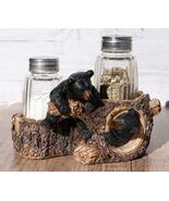 Rustic Forest 2 Black Bear Cubs Playing By Tree Logs Salt Pepper Shakers... - €23,19 EUR