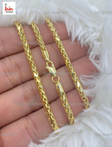 REAL GOLD 18 Kt, 22 Kt Gold Wheat Palm Franco Foxtail Unisex Necklace Ch... - £2,215.80 GBP+