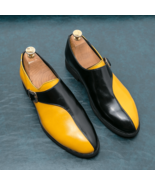 British Gentleman Pointed Black Red White Monk Strap Patent Leather Shoe... - $27.71