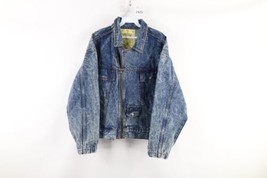 Vtg 90s Streetwear Womens L Distressed Acid Wash Asymmetrical Zip Denim ... - $59.35
