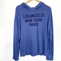 SUNDRY Los Angeles New York Paris Hoodie Sweatshirt Top Size 3 Large NWOT Blue - £35.61 GBP