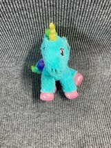 Tom’s Toy 10” Plush Rainbow Unicorn Blue Stuffed Animal Toy Embroidered Eyes - £7.84 GBP