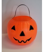 1980 Carolina Enterprises Blow Mold Pumpkin Halloween Candy Pail Bucket ... - $14.84