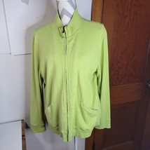 Womans Liz Claiborne Liz Wear Zip Front Jacket Knit Bright Green Size XL - £14.57 GBP