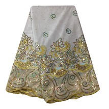 YQOINFKS Sequins Lace Cotton Fabric Velvet Wedding Bridal African Flannel Tissu - £79.92 GBP
