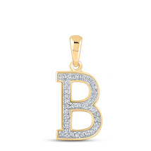 10kt Yellow Gold Womens Round Diamond Initial B Letter Pendant 1/12 Cttw - £109.10 GBP