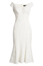 Nwt Tadashi Shoji Agnes Rose In White Jacquard Cap Sleeve Trumpet Dress 8 - £119.90 GBP