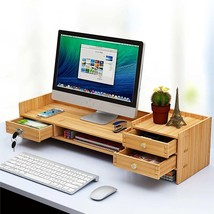 Computer Desktop Tray File Notebook Storage Office Wood Desk Organizers with Loc - £60.93 GBP+