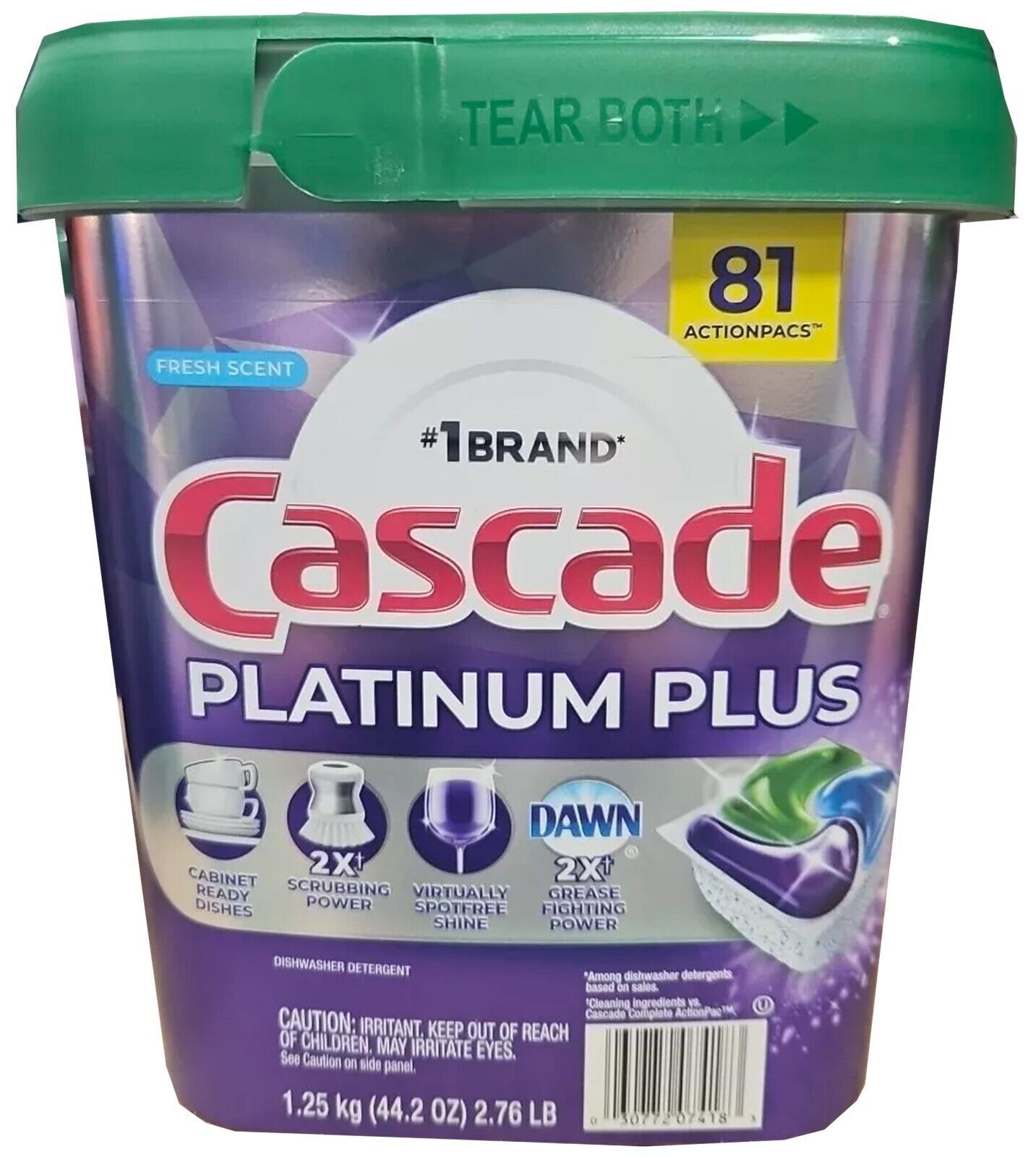 Cascade Platinum Plus ActionPacs Dishwasher Detergent Pods Fresh Scent 81 Ct