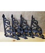 4 Cast Iron Shelf Brackets Fleur De Lis French Bookshelf Corbels Book Wa... - $691.08 MXN