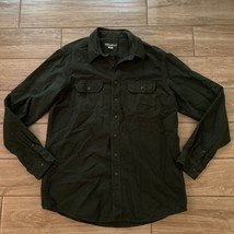 Eddie Bauer Long Sleeve Shirt Knit Army Green baumwolle Forest Hiking Ou... - $14.98