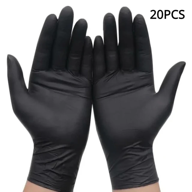 20PCS Disposable Black Nitrile Gloves Latex-Free, Non-Sterile (Size-S) - $7.99