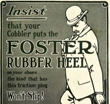 1904 Foster Rubber Heel Bowler Hat Advertisement Shoes Ephemera 7.5 x 4.75&quot; - £23.97 GBP