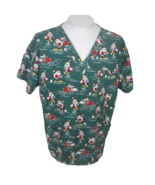 Comfy Cottons vintage Medical Scrub Shirt Chrismas Crazy funny Santa  XL... - £21.78 GBP