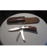 Pocket knife multi-use multi-tool 4 blades Folding knife w/ Leather Sheath - $33.85 CAD
