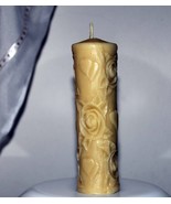 Handmade 100% Pure Beeswax Pillar Candle With Flowers 100% Cotton Wick - $16.72 CAD