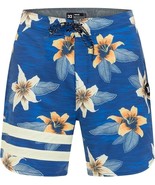 Hurley Phantom Eco Block Party 18&quot; Boardshorts Blue Tropical Beach Size 34 - $29.99