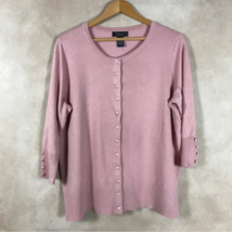 GRACE Womens Plus Size Knit Stretch 3/4 Sleeve Solid Cardigan, Misty Rose NWT 1X - £12.69 GBP