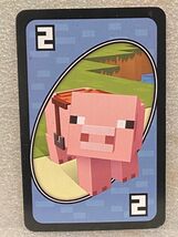 1 Minecraft Uno Replacement Blue Pig #2 SINGLE CARD ONLY *Pre-Owned* BT - $2.99