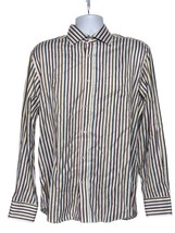Bugatchi Mens Shaped Fit Button Up Shirt Large Multicolor Striped Long S... - $32.67