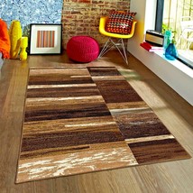 Rugs Area Rugs 5X7 Area Rug Carpets Modern Large Bedroom Brown Living Room Rugs - £96.25 GBP