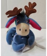 Disney Store Exclusive Christmas Eeyore Reindeer Plush 10&#39;&#39; Pooh Beanie ... - £13.13 GBP