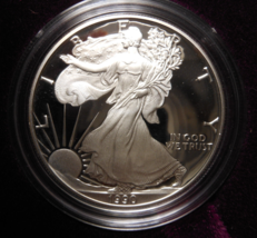 1990-S Proof Silver American Eagle 1 oz coin w/box &amp; COA - 1 OUNCE - $85.00