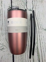 Travel Coffee Mug Tumbler Flip Lid Reusable Insulated Stainless Steel Rose Gold - £16.18 GBP