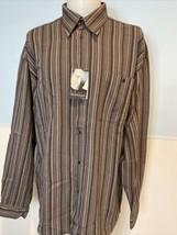 Matinique Men&#39;s James Button Up Striped Woven Shirt XL Brown Multicolore... - £11.20 GBP