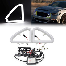 White Bumper Grill LED DRL Running Light Halo Pair For 2015 - 2017 Ford Mustang - £47.81 GBP