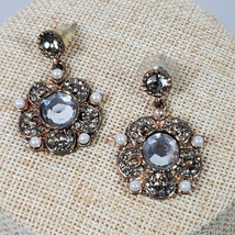 Vintage Earrings Rhinestones w/ Gold Tone 1.5 Inch Dangle Drop - $361.75 MXN