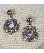 Vintage Earrings Rhinestones w/ Gold Tone 1.5 Inch Dangle Drop - $26.19 CAD