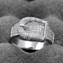 Size: 6 - Illusion - Belt Style Ring Crafted In Hand Set CZ Stones On Sterling S - $130.60 CAD