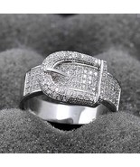 Size: 6 - Illusion - Belt Style Ring Crafted In Hand Set CZ Stones On St... - $130.60 CAD