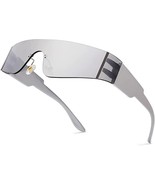 Trendy Rimless Futuristic Visor Sunglasses,Wrap Around Futuristic (Silver) - £9.97 GBP