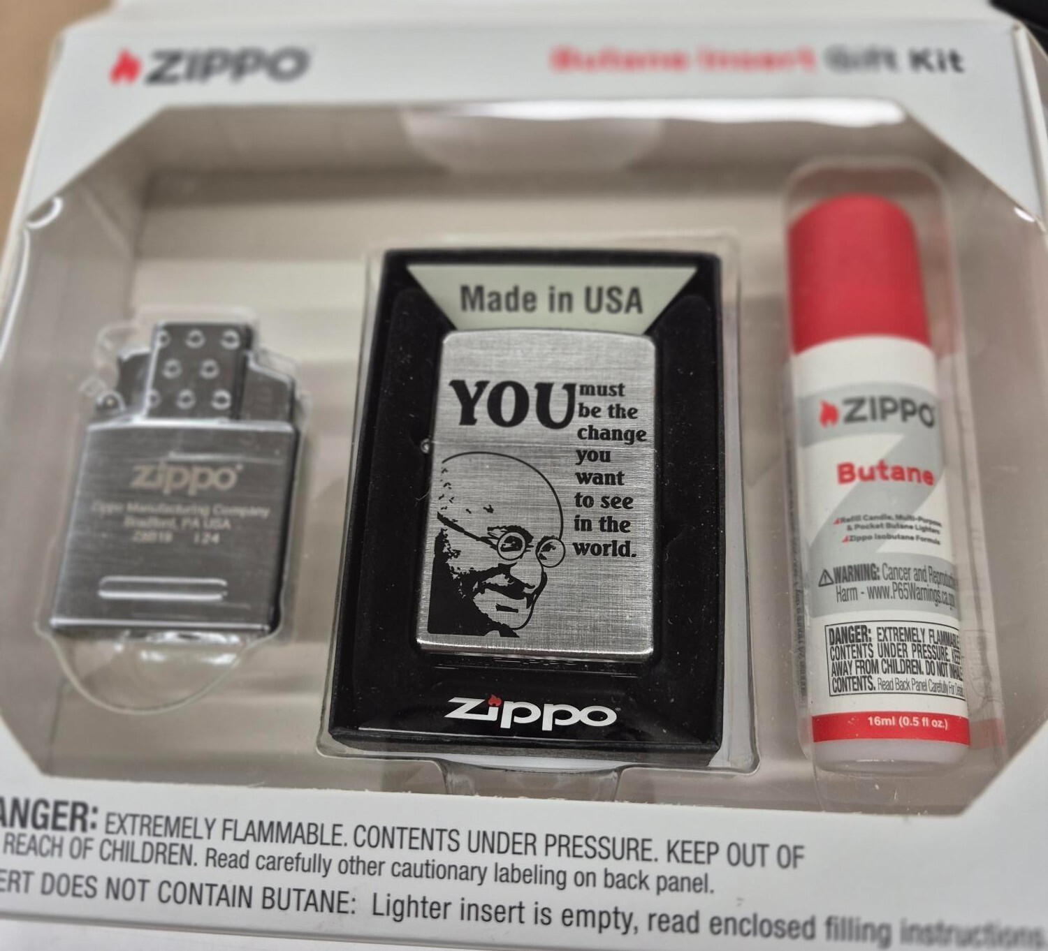 Rare Gandhi Change The World Zippo Lighter Gift Kit - $37.95