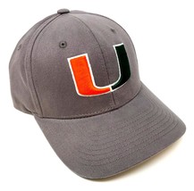 Solid Grey UM University of Miami Hurricanes MVP Logo Adjustable Curved Bill Hat - £21.53 GBP