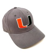 Solid Grey UM University of Miami Hurricanes MVP Logo Adjustable Curved ... - £21.55 GBP