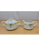 Vintage Nippon Japan Hand Painted Creamer and Sugar with Lid Roses Flora... - £15.79 GBP