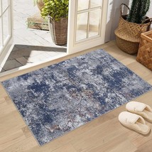 Machine Washable Area Rugs 2X3: Small Entryway Rug With Non Slip Backing, Blue - £24.67 GBP