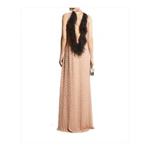 Alexis Kaza Blush Crystal Encrusted Feather Open Back Silk Gown XS NWT $... - $1,182.56